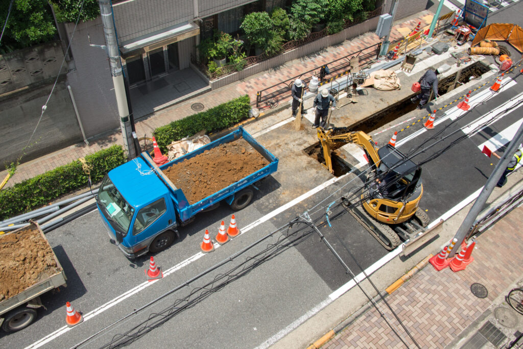 県道48号 桜峰バイパス 道路改良工事（デモ） 施工