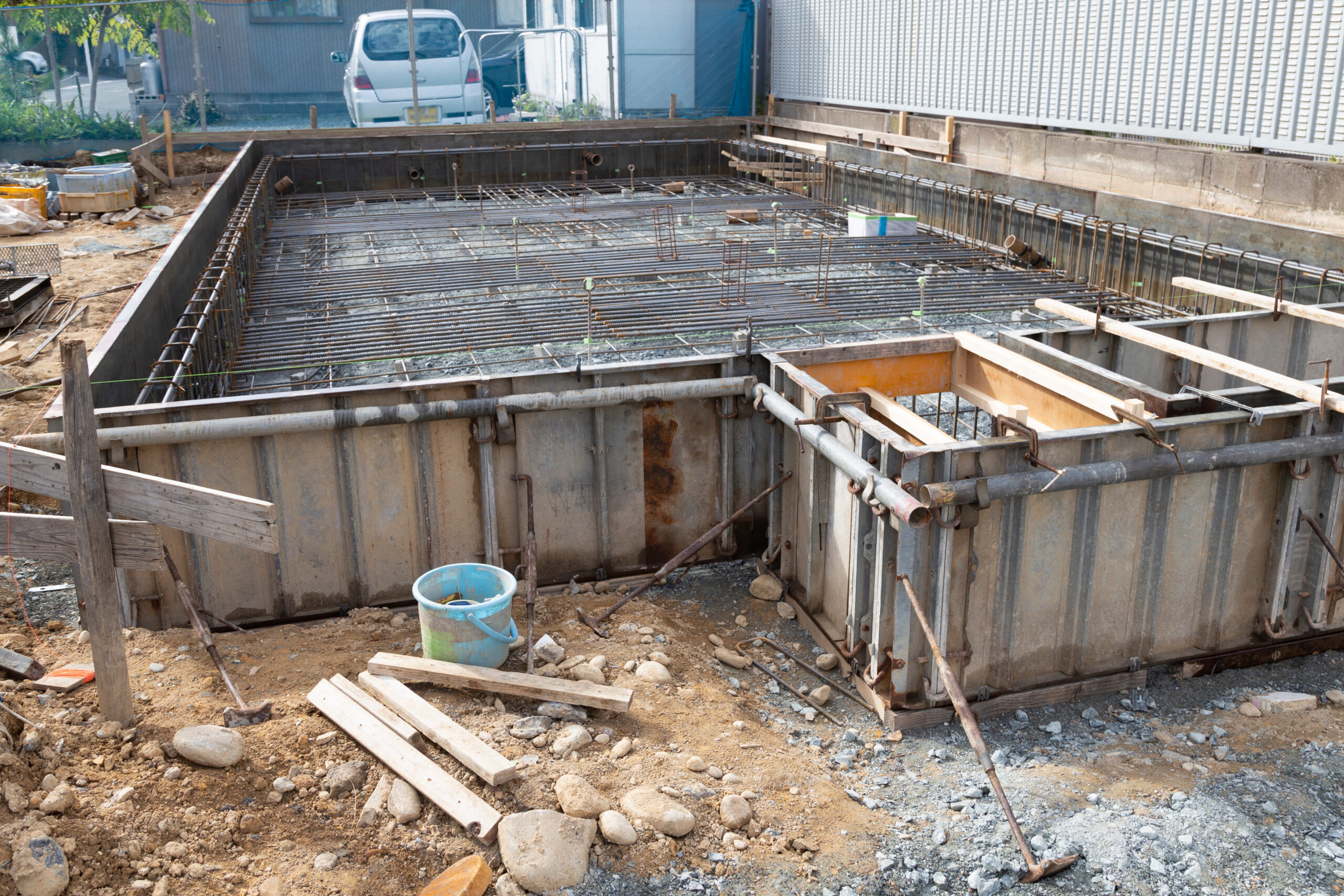 基礎配筋工事の様子